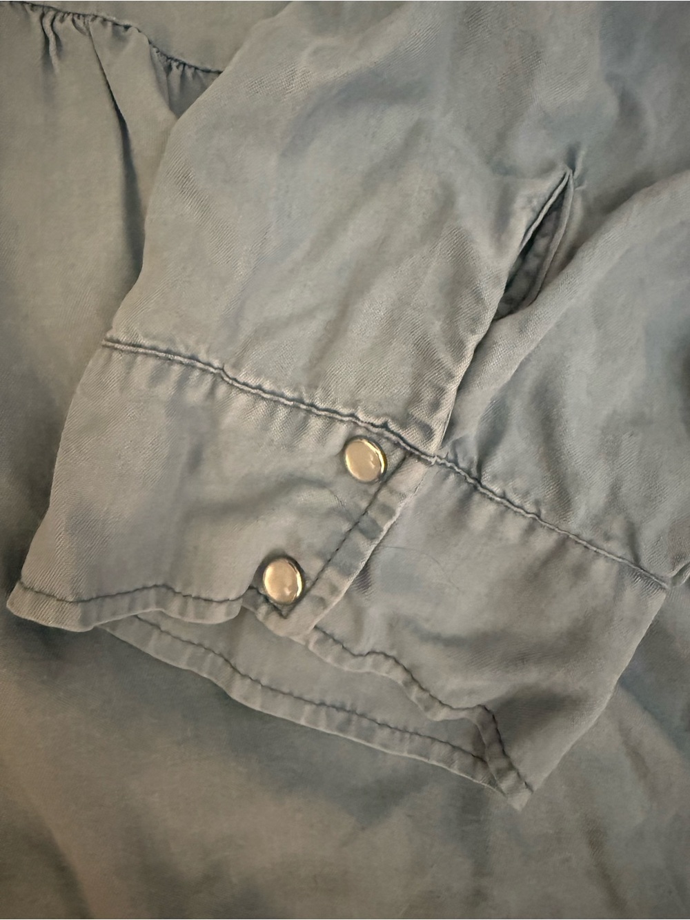 Denim Blue Western Shirt Hayden 3XL Pearl Snaps Peplum Long Sleeves Pockets - Picture 7 of 9